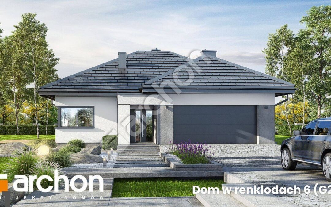 Efektowna parterówka z 4-spadowym dachem, salonem, 3 sypialniami i dużym garażem – zobacz, jaki potencjał ma ten projekt domu!